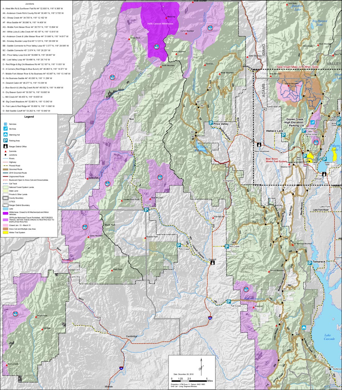 Winter Travel Map - Payette National Forest